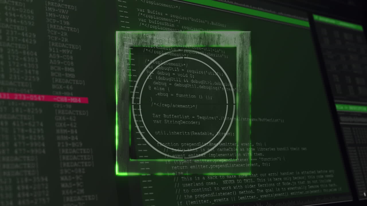Animation of scope scanning and data processing over green background