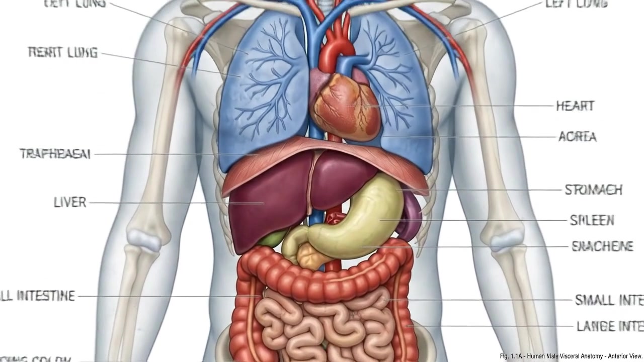 Anatomical Illustration of Human Male Visceral Organs
