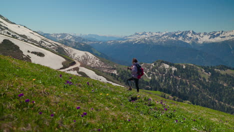 woman hiking in the mountains