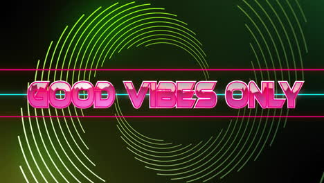 animation of good vibes only text over neon shapes