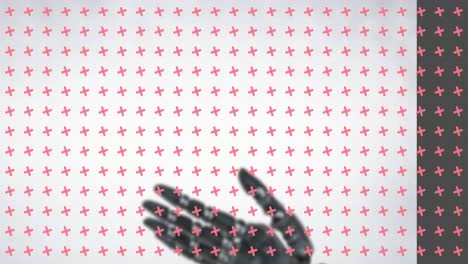 animación de formas sobre una mano robótica sobre un fondo blanco