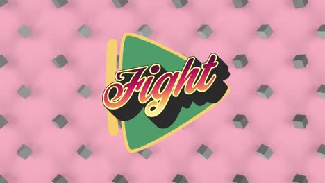 Animation-of-fight-text-over-3d-cubes-on-pink-background