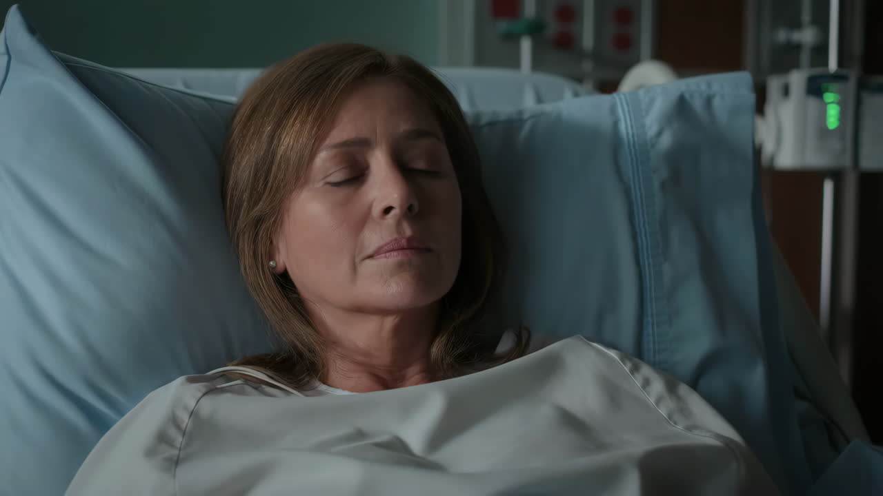 Donna sul letto d'ospedale