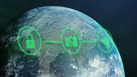 animation of network of digital icons over globe