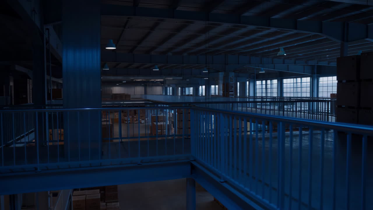 Warehouse Interior at Night