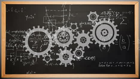 ecuaciones matemáticas sobre engranajes animados.