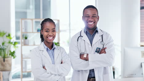 Team,-doctors-and-face-of-black-man