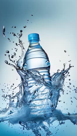 plastic water bottle with water splash background