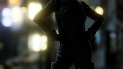 mujer joven de estilo cyberpunk futurista con luces de neón bokeh