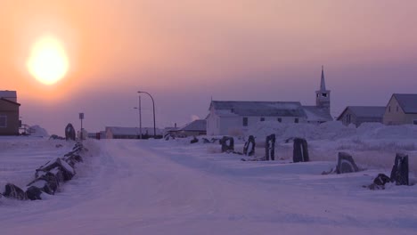 sunset or sunrise at churchill manitoba canada hudson bay