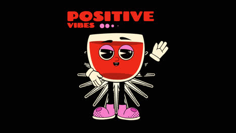 vibraciones positivas de dibujos animados copa de vino