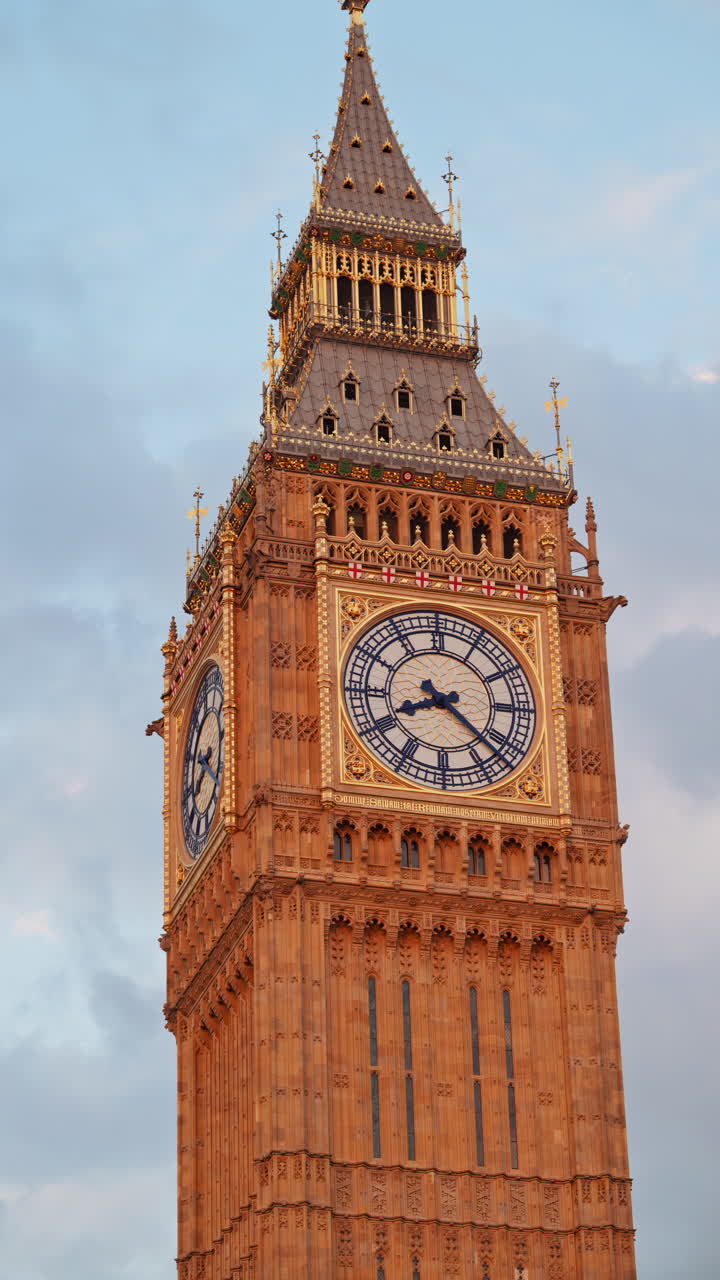 Close up of the Big Ben in the evening in London, England. Vertical