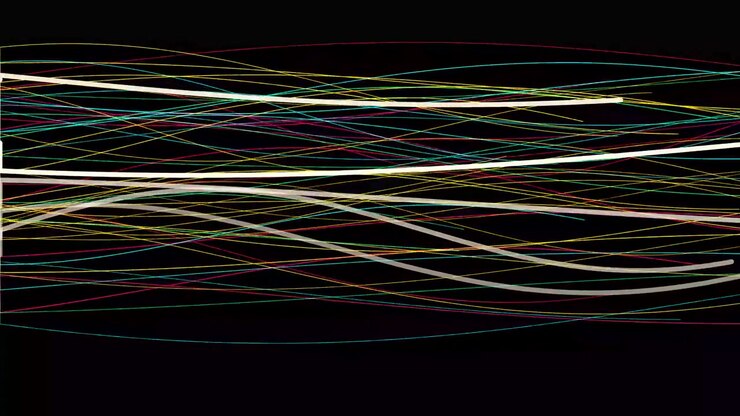 Abstract Motion Graphics with Colorful Flowing Lines on Black Background