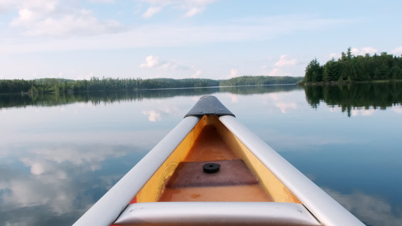 Canoe POV On Tranquil BWCA Lake