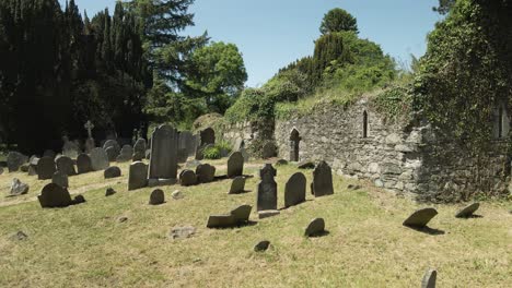 old celtic graveyard in county wicklow, ireland. sideways