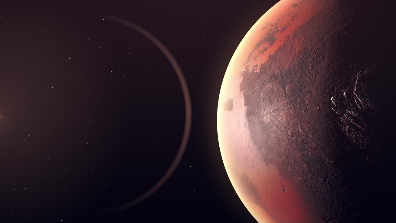 Planet Mars In The Solar System In Space - close up