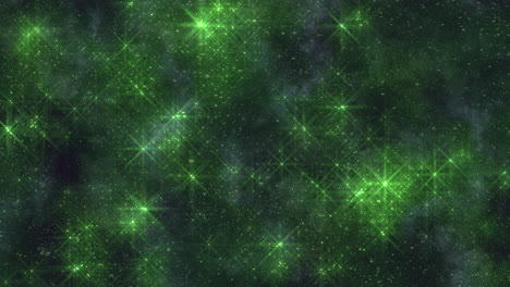 vibrant green stars illuminate enchanting dark background