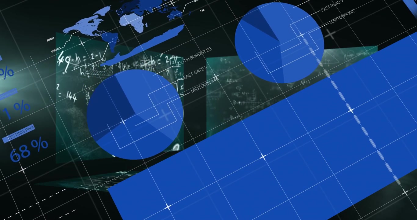 Animation of social network of connections with statistics over cityscape