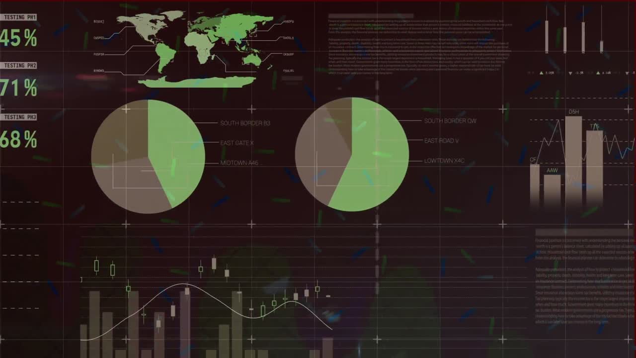 animación del procesamiento de datos financieros sobre un fondo negro