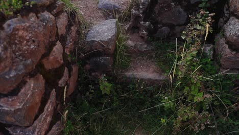 Probing-the-Beautiful-View-of-Cusilluchayoc-El-Templo-de-Los-Monos-in-Cusco-District,-Peru---Pan-Up