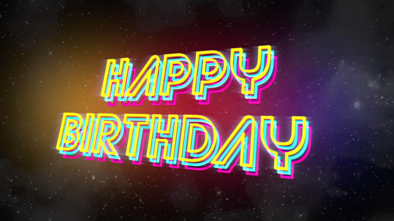 feliz cumpleaños con estrellas y nubes en galaxia