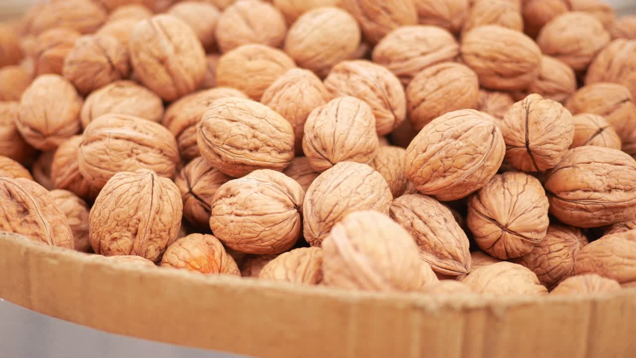 Close up of walnuts in a basket