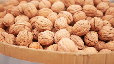 close up of walnuts in a basket