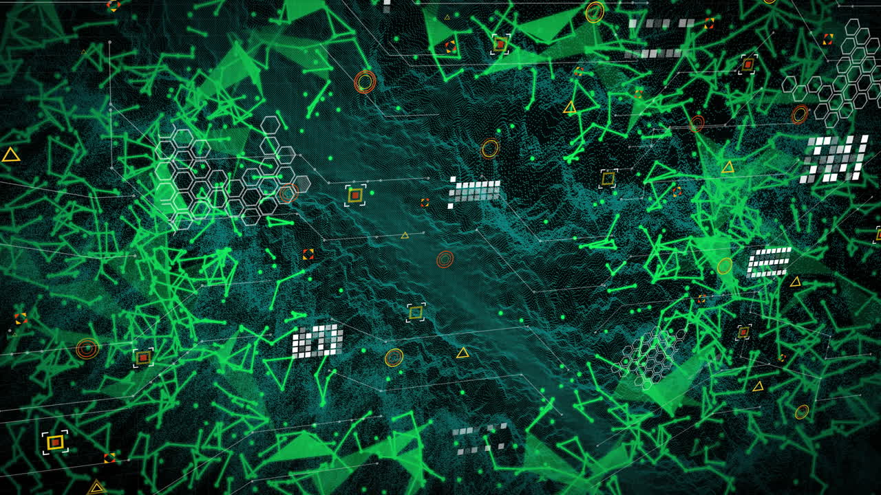 animación del procesamiento de datos digitales a través de redes de conexiones