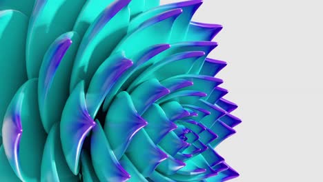 una animación de arte digital de la apertura de la flor de loto verde y azul en bucle 3d renderización vertical