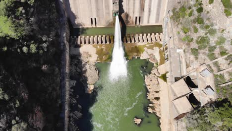 Damm-releasing-water.-Aerial-shot.-Zenital-shot