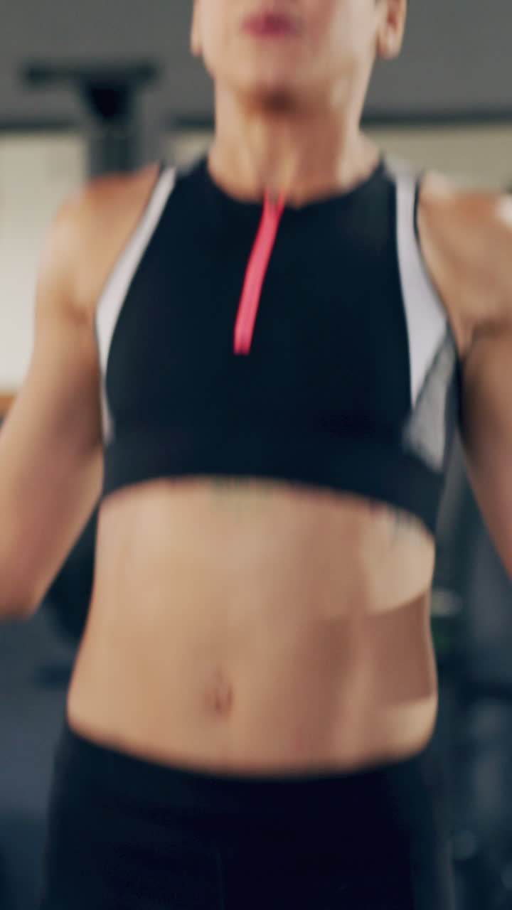 Close-Up of Fit Woman's Abdomen During Workout