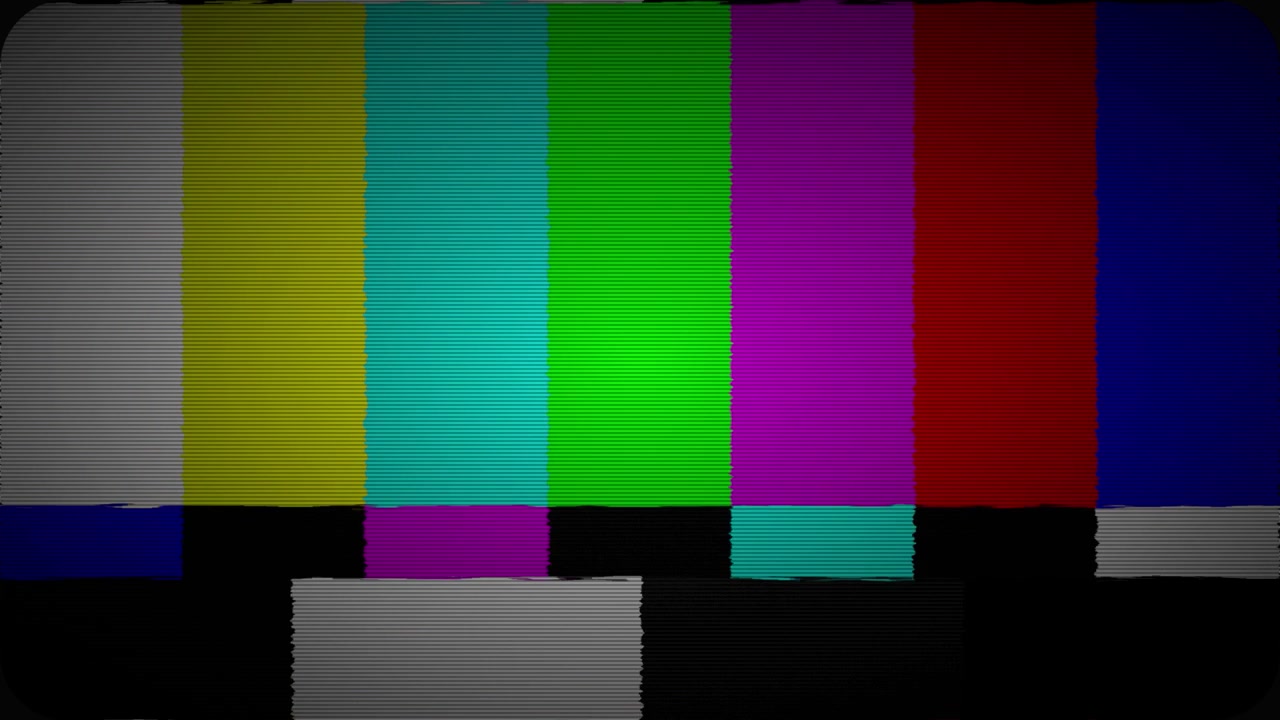 Analog Television Test Pattern with Signal Interference and Glitch Effects