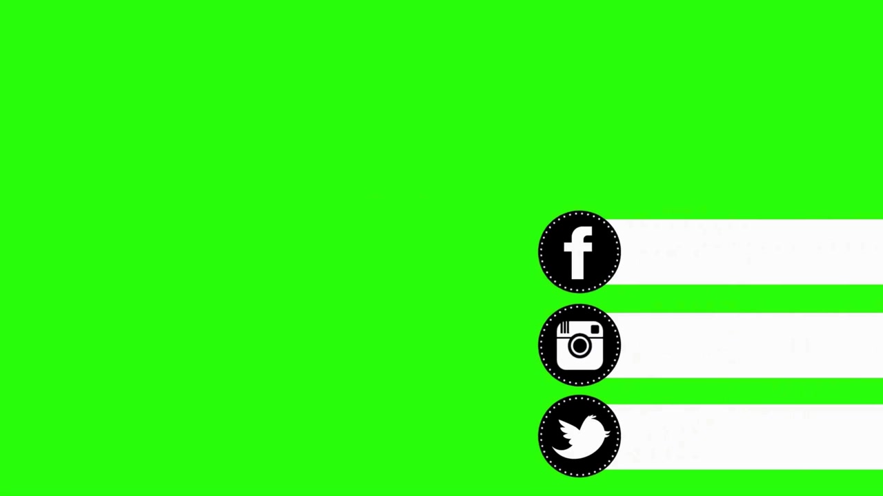 Animeret lower third til sociale medier med ikoner på greenscreen