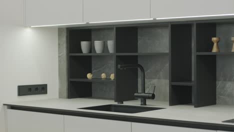 modern gray and black kitchen