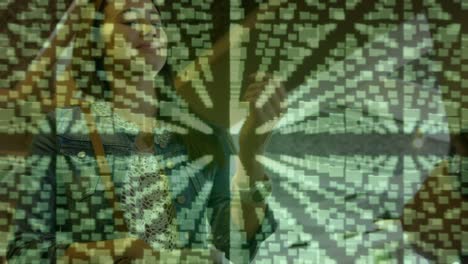 animación del candado de seguridad de la red sobre las personas que utilizan el terminal de pago