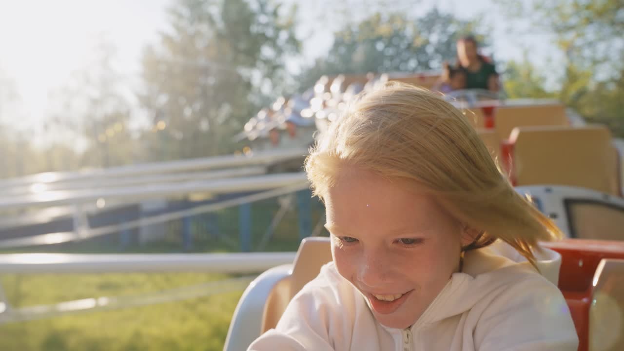 Happy Girl on a Roller Coaster