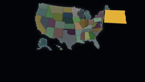 dakota del norte está resaltada - estados unidos - mapa de estados unidos