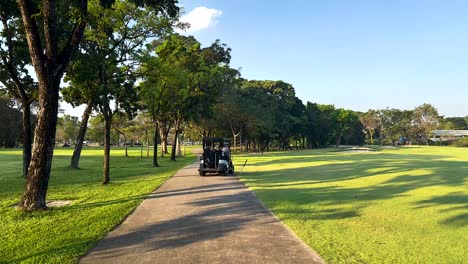 golf cart on a beautiful golf course