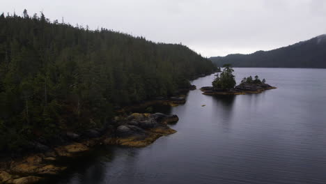 Vuelo-Panorámico-Con-Drones-A-Lo-Largo-Del-Sonido-Clayoquot-Y-La-Costa-Virgen-De-Tofino