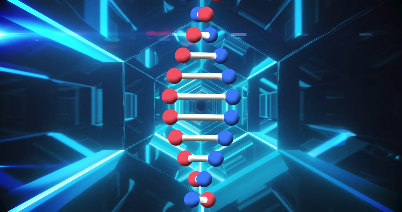 Animazione di filamento di DNA su tunnel digitale