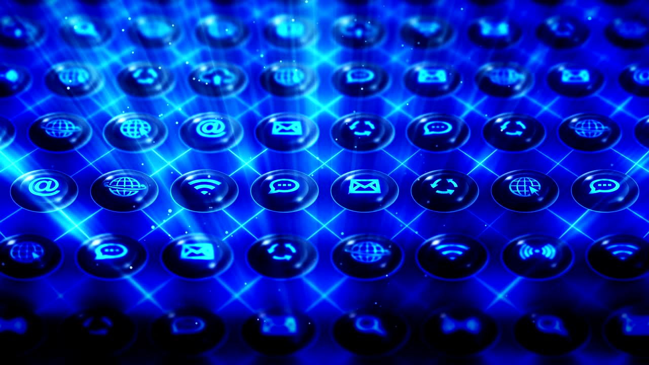 Set of Web Icons, Internet Communication Background, CG Loop Animation,