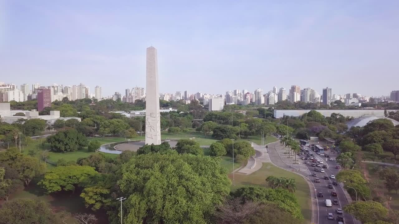 centro de sao paulo en brasil con puntos de referencia turísticos y el horizonte - foto estática aérea
