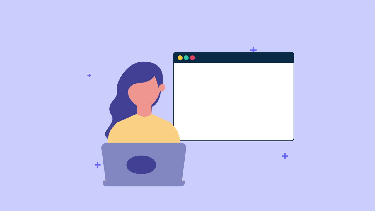 mujer joven usando personaje portátil