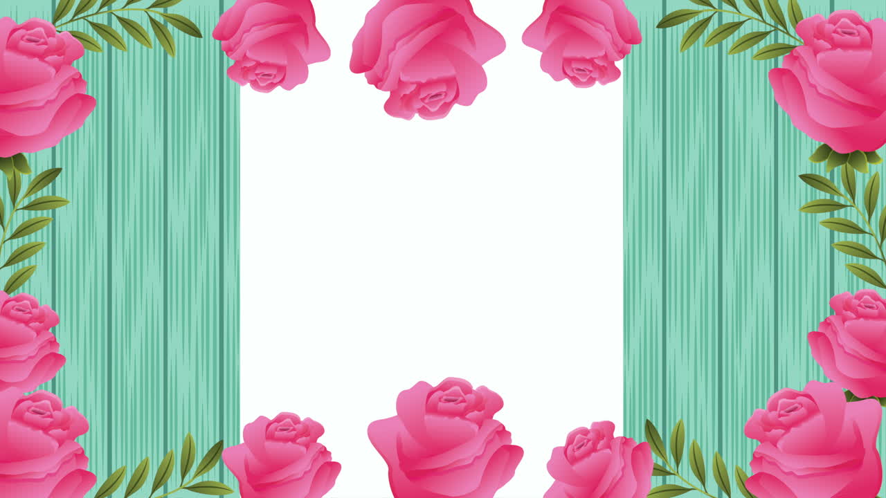 belle rose fiori animazione a cornice quadrata