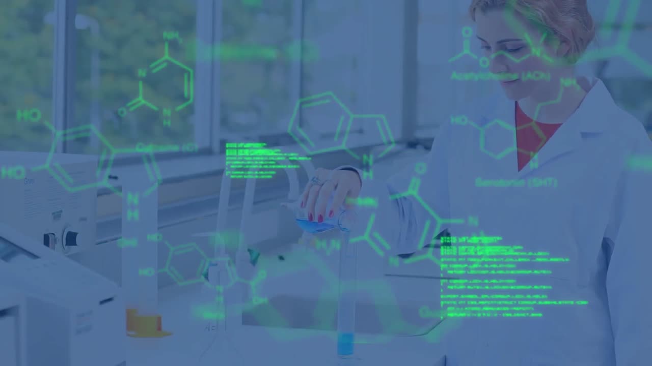 animación del procesamiento de datos sobre el laboratorio de mujeres científicas