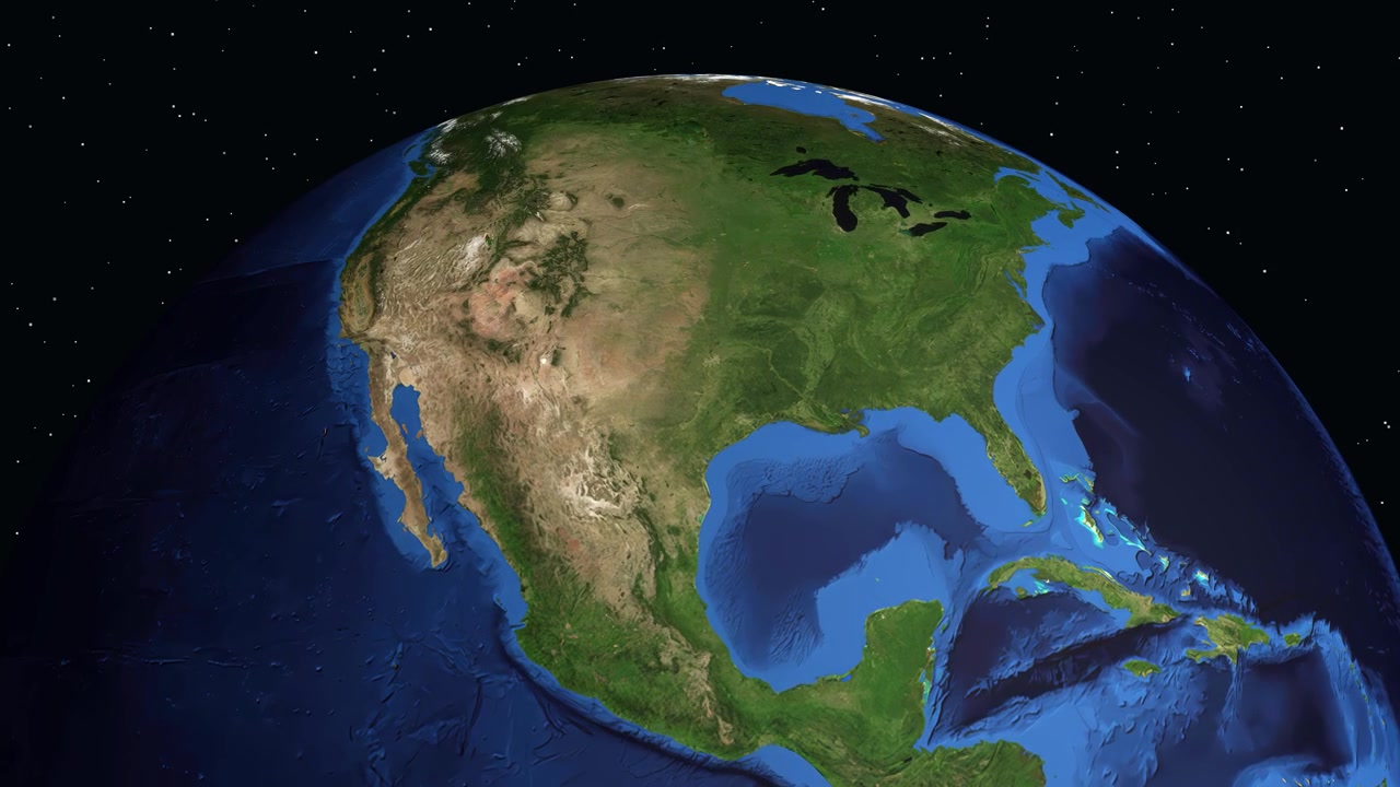 Digital animation zooms from outer space into North America, highlighting Killeen Texas with data