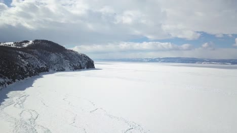 frozen lake scenery in winter