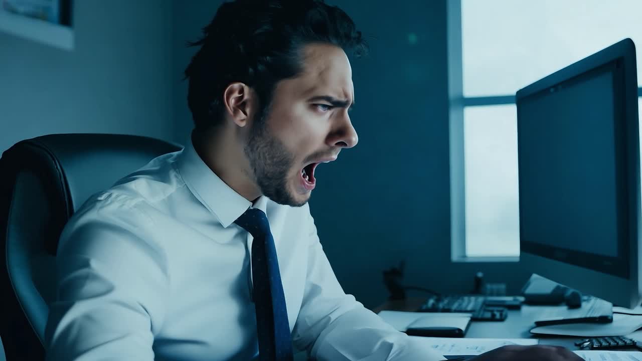 Stressed Businessman at Work
