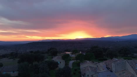 Sunset-Glow-over-Languedoc-Countryside-Estate,-France