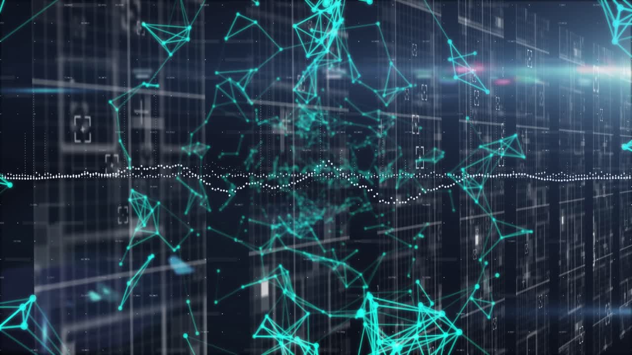 Animation of network of nconnections over black background